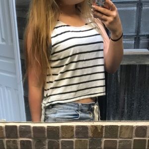 Semi-cropped striped tank top